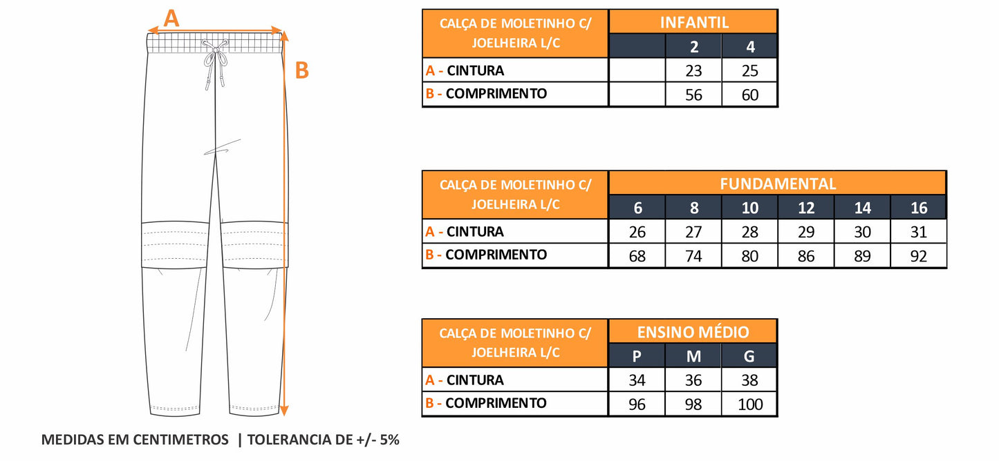 CALÇA DE MOLETINHO COM JOELHEIRA L/C