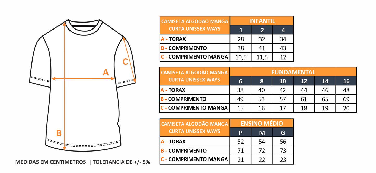 CAMISETA ALGODÃO MANGA CURTA UNISSEX WAYS