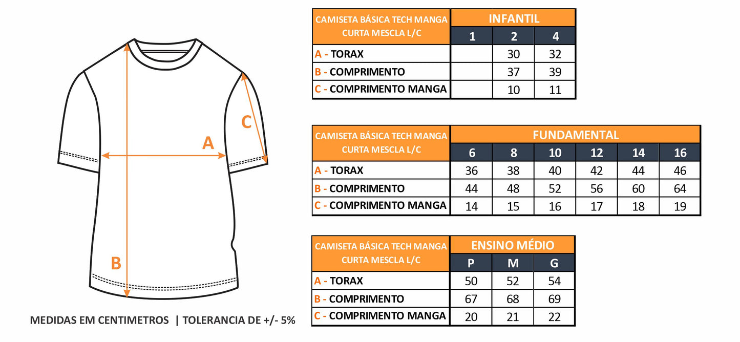 CAMISETA BÁSICA TECH MANGA CURTA MESCLA L/C
