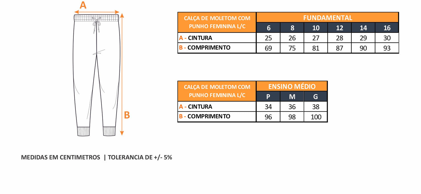 CALÇA DE MOLETOM COM PUNHO FEMININA L/C