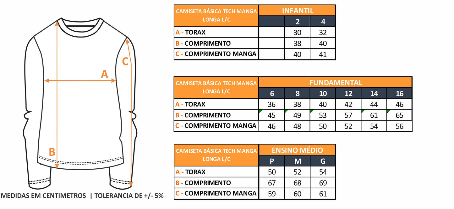CAMISETA BÁSICA TECH MANGA LONGA L/C