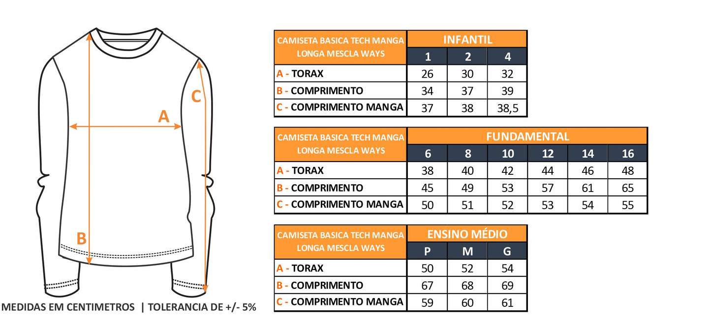 CAMISETA BASICA TECH MANGA LONGA MESCLA WAYS